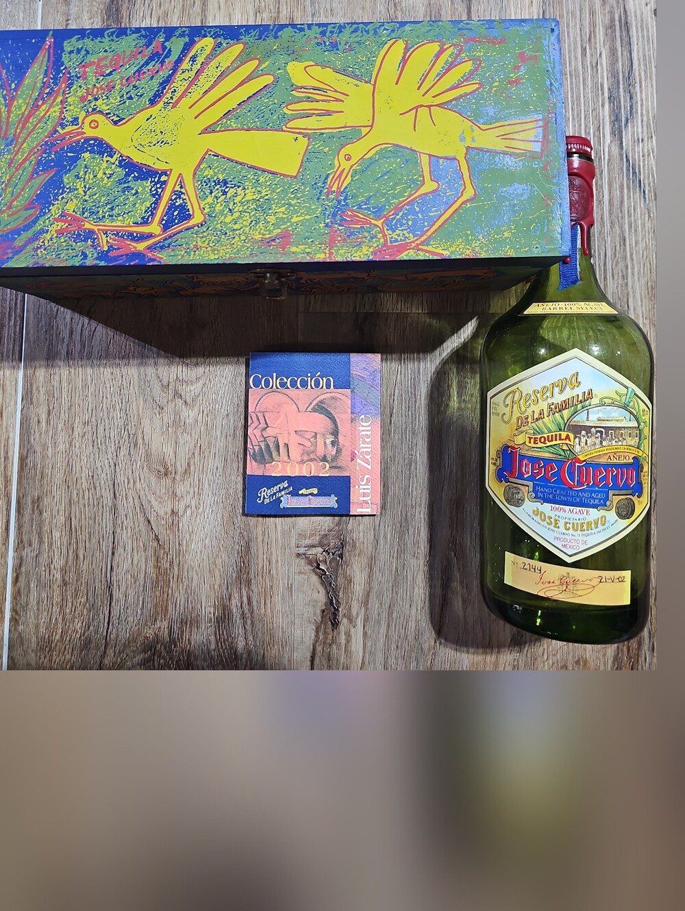 2002 Jose Cuervo Reserva De La Familia Luis Zarate Wooden Art Box Empty Bottle